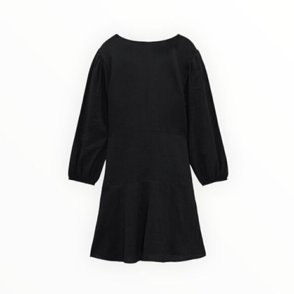 ZARA | Black | WRAP DRESS WITH BOW - Picture 3 of 11